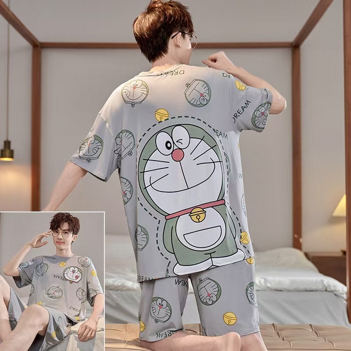 洛兰沙家居馆【只代发】【只代发】 2025新款莫代尔凉感柔软男士睡衣夏季薄款卡通动漫大男孩可外穿宽松男款家居服套装 ls1705