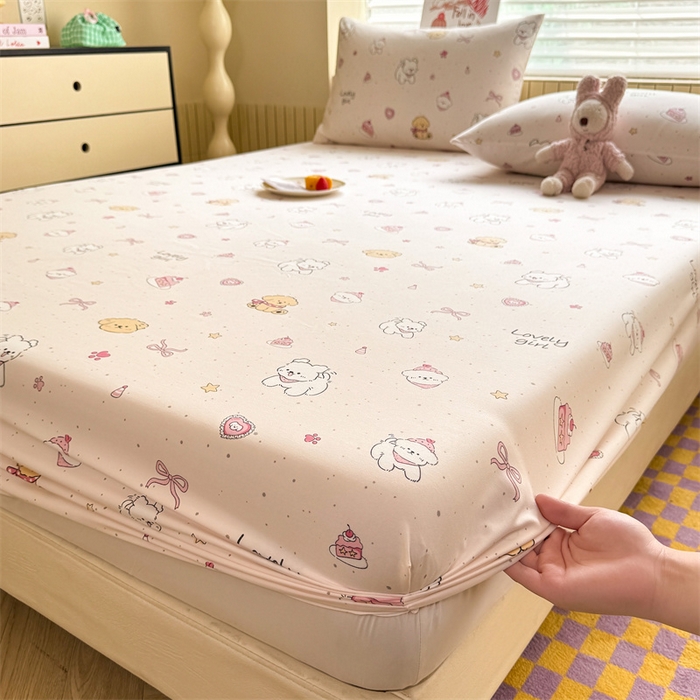 91家纺网 家纺一手货源 找家纺 （总）多品家纺 2025春夏新款超柔云感水洗棉单床笠 床笠单件-大床图