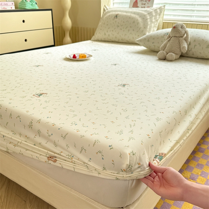 91家纺网 家纺一手货源 找家纺 （总）多品家纺 2025春夏新款超柔云感水洗棉单床笠 床笠单件-大床图