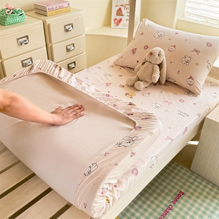 91家纺网 家纺一手货源 找家纺 （总）多品家纺 2025春夏新款超柔云感水洗棉单床笠 床笠单件-学生宿舍床