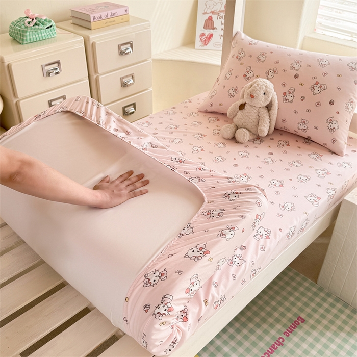 91家纺网 家纺一手货源 找家纺 （总）多品家纺 2025春夏新款超柔云感水洗棉单床笠 床笠单件-学生宿舍床