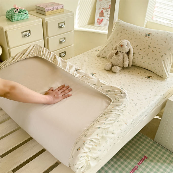 91家纺网 家纺一手货源 找家纺 （总）多品家纺 2025春夏新款超柔云感水洗棉单床笠 床笠单件-学生宿舍床