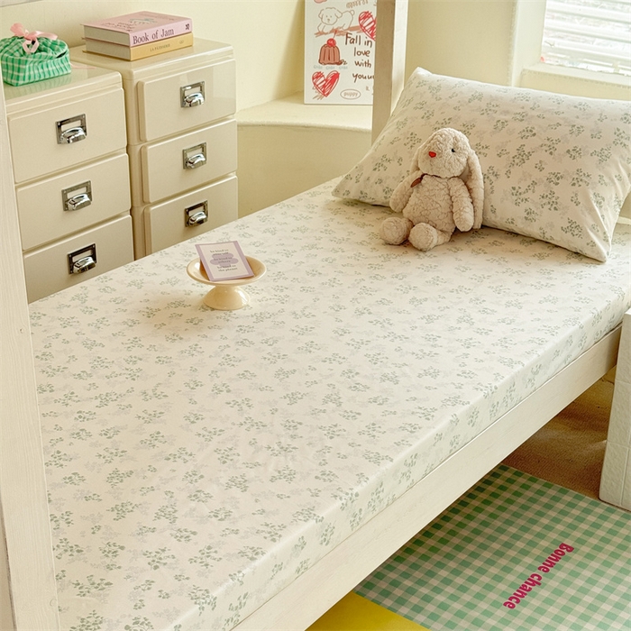 91家纺网 家纺一手货源 找家纺 多品家纺 2025春夏新款超柔云感水洗棉单床笠 床笠单件-学生宿舍床 翠微