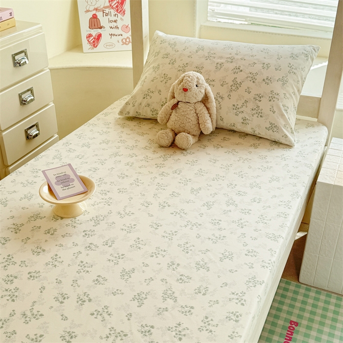 91家纺网 家纺一手货源 找家纺 多品家纺 2025春夏新款超柔云感水洗棉单床笠 床笠单件-学生宿舍床 翠微