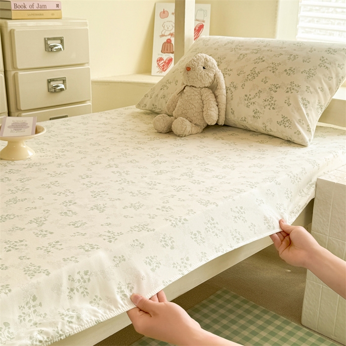 91家纺网 家纺一手货源 找家纺 多品家纺 2025春夏新款超柔云感水洗棉单床笠 床笠单件-学生宿舍床 翠微