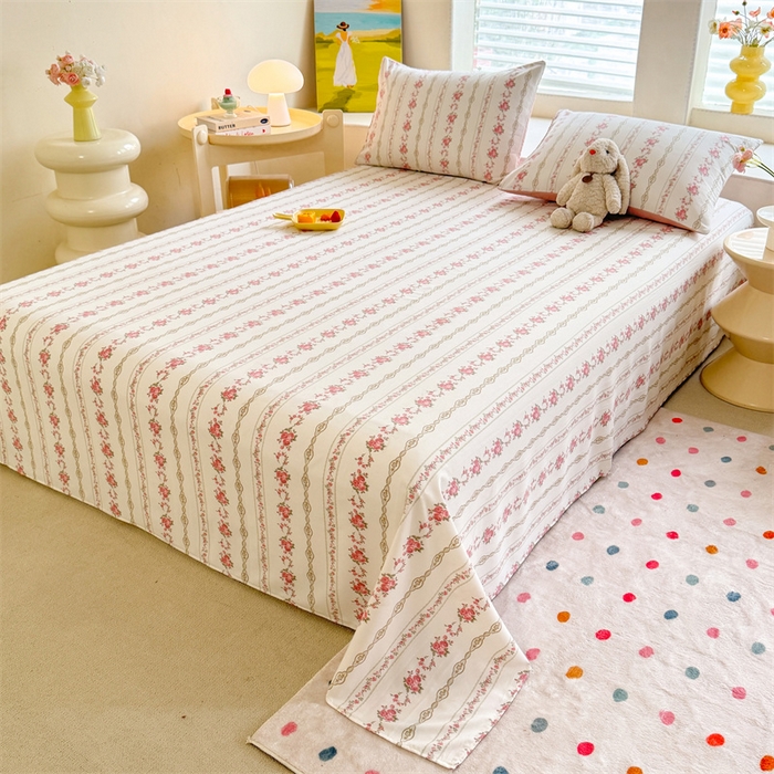 91家纺网 家纺一手货源 找家纺 多品家纺 2025春夏新款超柔水洗棉单床单 床单单件 白薇