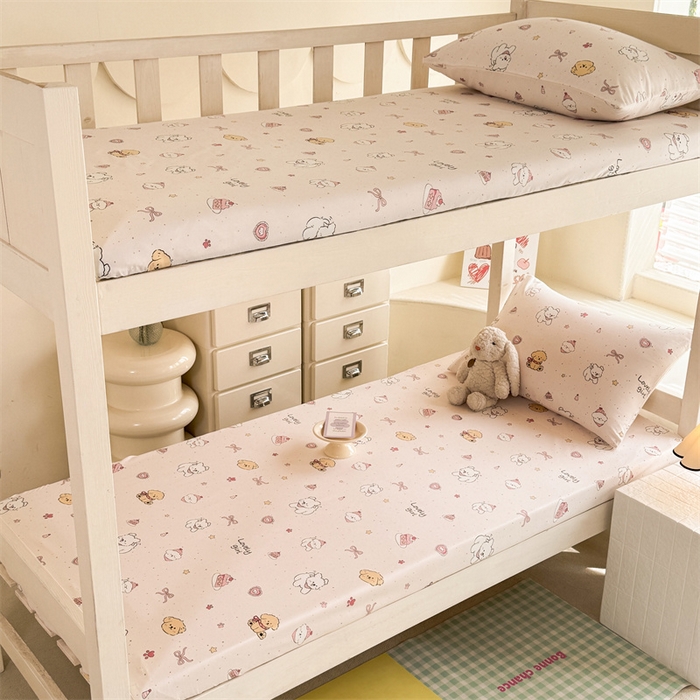 91家纺网 家纺一手货源 找家纺 多品家纺 2025春夏新款超柔云感水洗棉单床笠 床笠单件-学生宿舍床 蛋糕狗