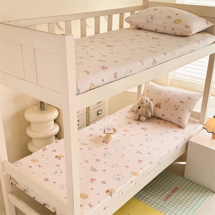 91家纺网 家纺一手货源 找家纺 多品家纺 2025春夏新款超柔云感水洗棉单床笠 床笠单件-学生宿舍床 蛋糕狗