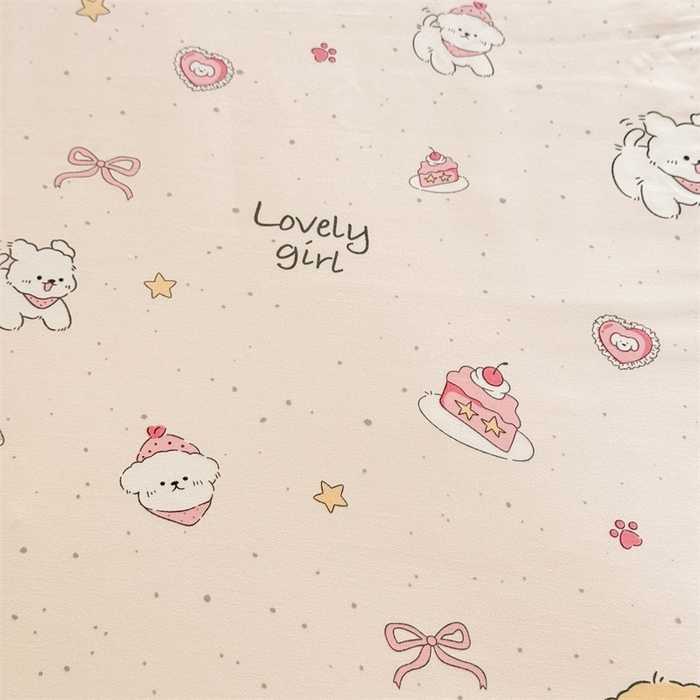 91家纺网 家纺一手货源 找家纺 多品家纺 2025春夏新款超柔云感水洗棉单床笠 床笠单件-学生宿舍床 蛋糕狗