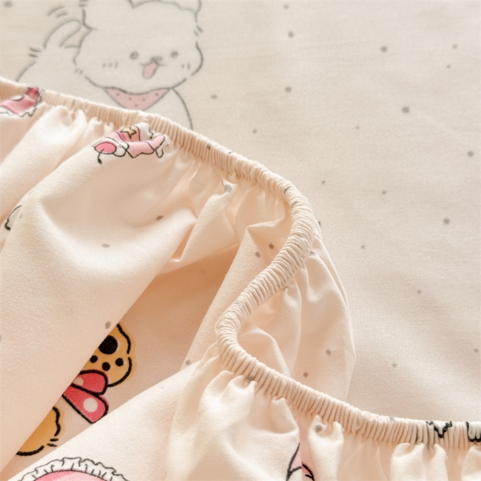 91家纺网 家纺一手货源 找家纺 多品家纺 2025春夏新款超柔云感水洗棉单床笠 床笠单件-学生宿舍床 蛋糕狗