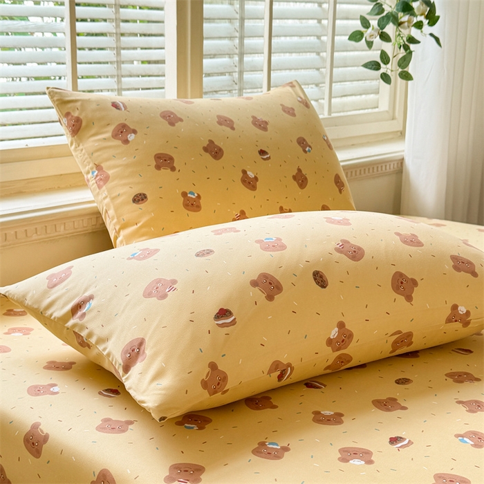 91家纺网 家纺一手货源 找家纺 多品家纺 2025春夏新款超柔云感水洗棉单床笠 床笠单件-大床图 开心熊