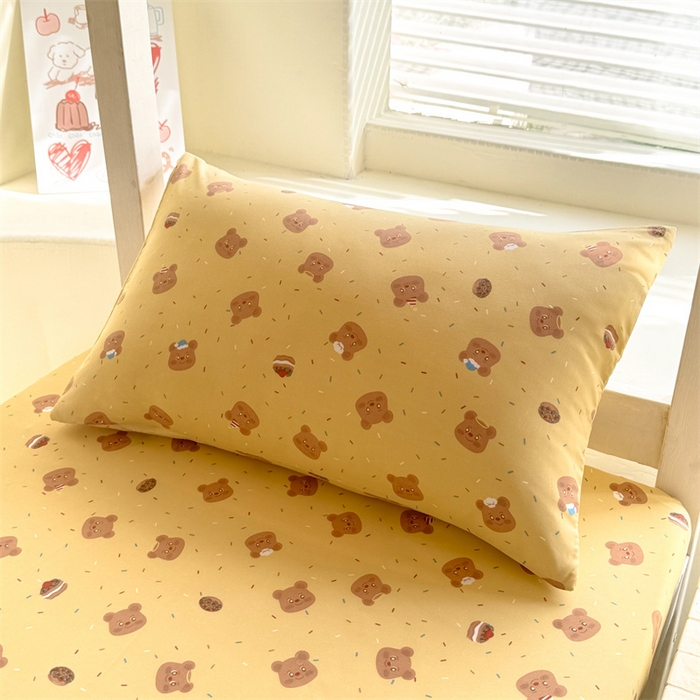 91家纺网 家纺一手货源 找家纺 多品家纺 2025春夏新款超柔云感水洗棉单床笠 床笠单件-学生宿舍床 开心熊