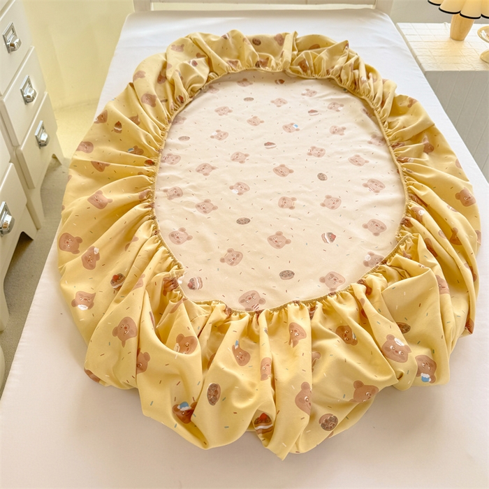 91家纺网 家纺一手货源 找家纺 多品家纺 2025春夏新款超柔云感水洗棉单床笠 床笠单件-学生宿舍床 开心熊