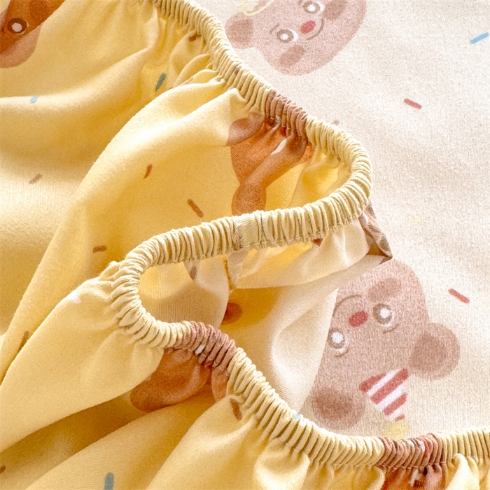 91家纺网 家纺一手货源 找家纺 多品家纺 2025春夏新款超柔云感水洗棉单床笠 床笠单件-学生宿舍床 开心熊