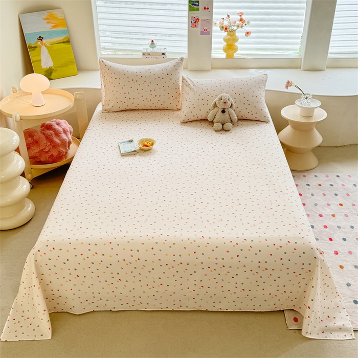 多品家纺 2025春夏新款超柔水洗棉单床单 床单单件 彩虹糖