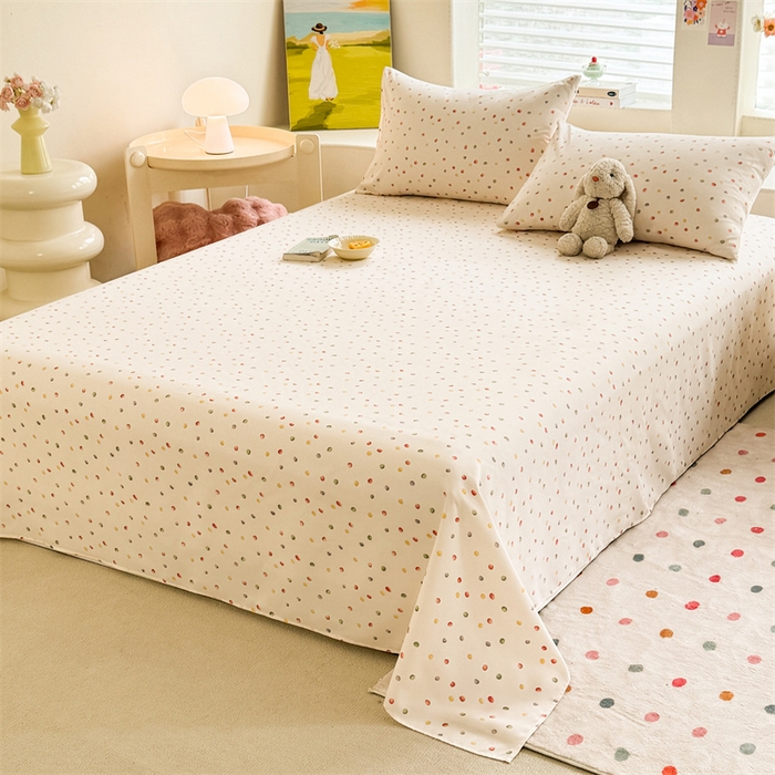 91家纺网 家纺一手货源 找家纺 多品家纺 2025春夏新款超柔水洗棉单床单 床单单件 彩虹糖