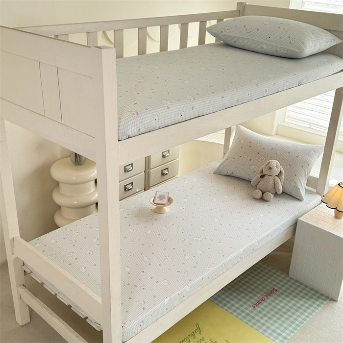 91家纺网 家纺一手货源 找家纺 多品家纺 2025春夏新款超柔云感水洗棉单床笠 床笠单件-学生宿舍床 可可狗