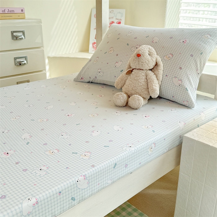 91家纺网 家纺一手货源 找家纺 多品家纺 2025春夏新款超柔云感水洗棉单床笠 床笠单件-学生宿舍床 可可狗