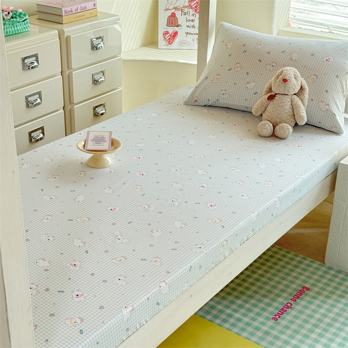 91家纺网 家纺一手货源 找家纺 多品家纺 2025春夏新款超柔云感水洗棉单床笠 床笠单件-学生宿舍床 可可狗