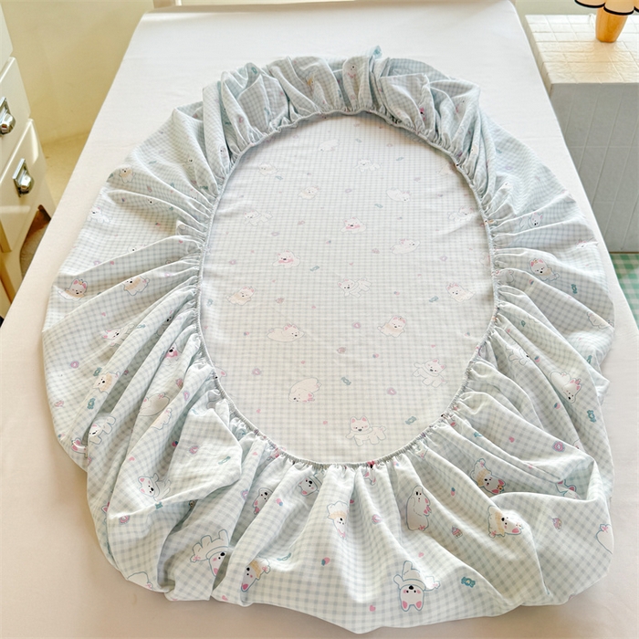 91家纺网 家纺一手货源 找家纺 多品家纺 2025春夏新款超柔云感水洗棉单床笠 床笠单件-学生宿舍床 可可狗