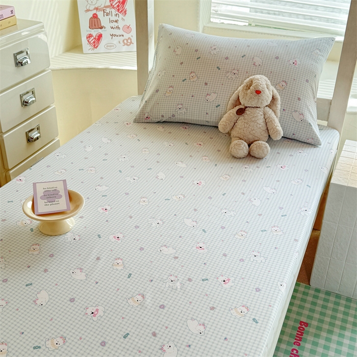 91家纺网 家纺一手货源 找家纺 多品家纺 2025春夏新款超柔云感水洗棉单床笠 床笠单件-学生宿舍床 可可狗