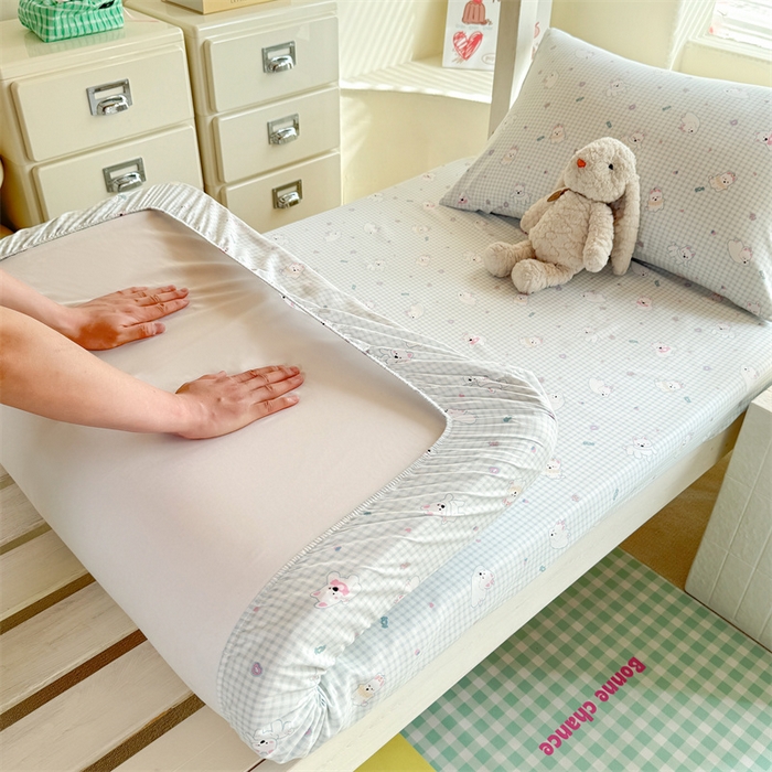 91家纺网 家纺一手货源 找家纺 多品家纺 2025春夏新款超柔云感水洗棉单床笠 床笠单件-学生宿舍床 可可狗