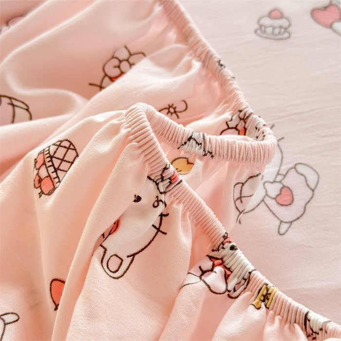 91家纺网 家纺一手货源 找家纺 多品家纺 2025春夏新款超柔云感水洗棉单床笠 床笠单件-学生宿舍床 猫咪团