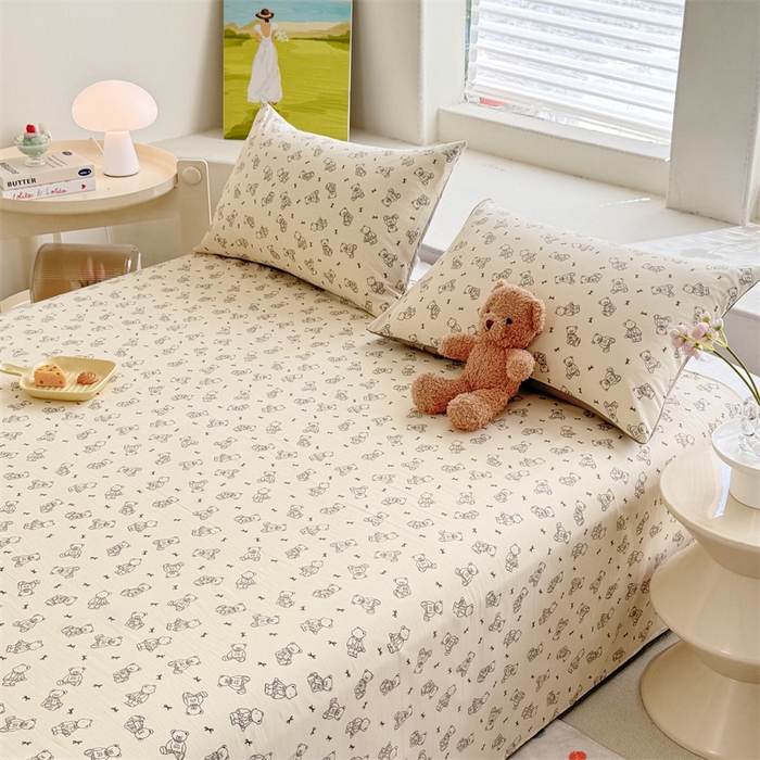 91家纺网 家纺一手货源 找家纺 多品家纺 2025春夏新款超柔水洗棉单床单 床单单件 满满熊