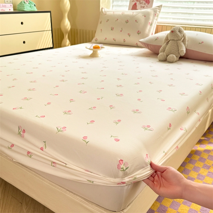 多品家纺 2025春夏新款超柔云感水洗棉单床笠 床笠单件-大床图 朵朵郁金香