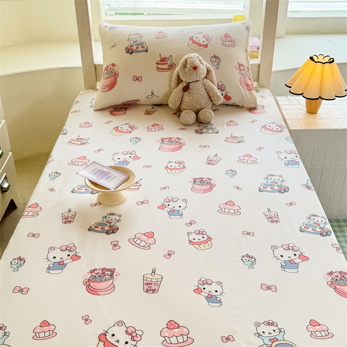 91家纺网 家纺一手货源 找家纺 多品家纺 2025春夏新款超柔云感水洗棉单床笠 床笠单件-学生宿舍床 甜心蛋糕