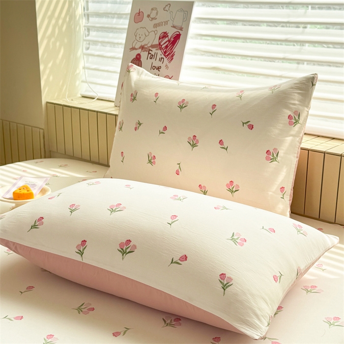 91家纺网 家纺一手货源 找家纺 多品家纺 2025春夏新款超柔云感水洗棉单床笠 床笠单件-大床图 朵朵郁金香