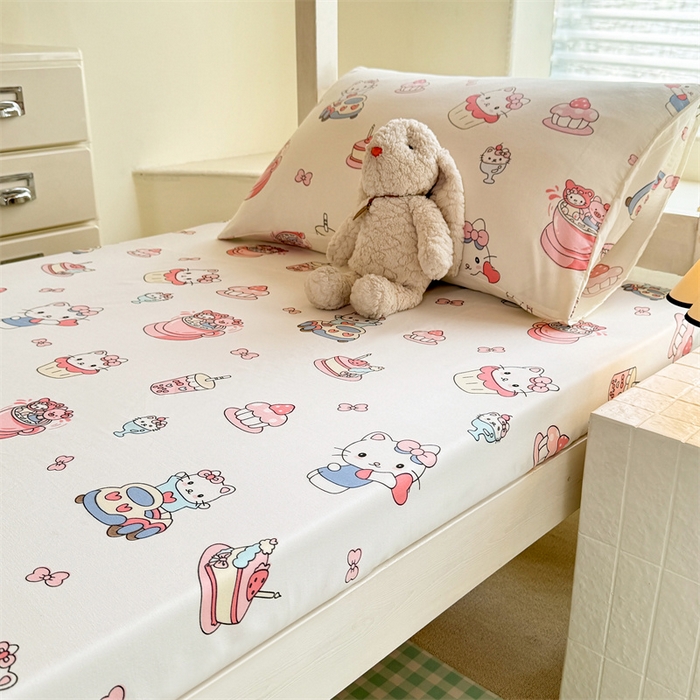 91家纺网 家纺一手货源 找家纺 多品家纺 2025春夏新款超柔云感水洗棉单床笠 床笠单件-学生宿舍床 甜心蛋糕