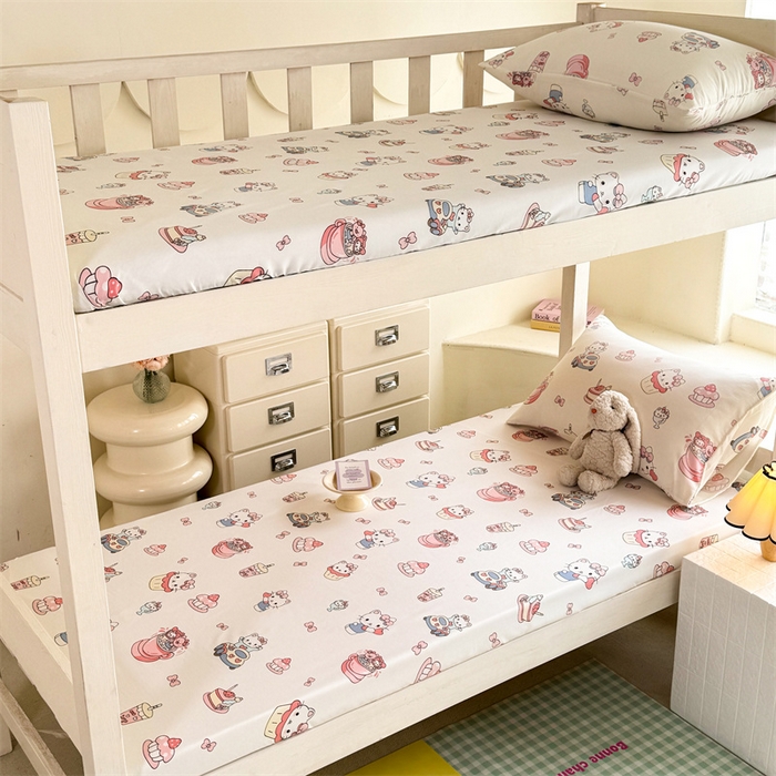 91家纺网 家纺一手货源 找家纺 多品家纺 2025春夏新款超柔云感水洗棉单床笠 床笠单件-学生宿舍床 甜心蛋糕