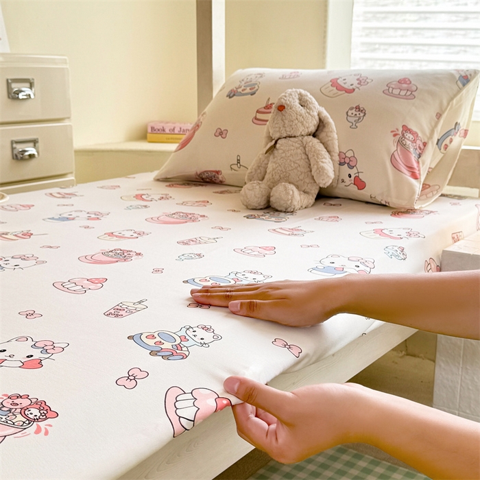 91家纺网 家纺一手货源 找家纺 多品家纺 2025春夏新款超柔云感水洗棉单床笠 床笠单件-学生宿舍床 甜心蛋糕