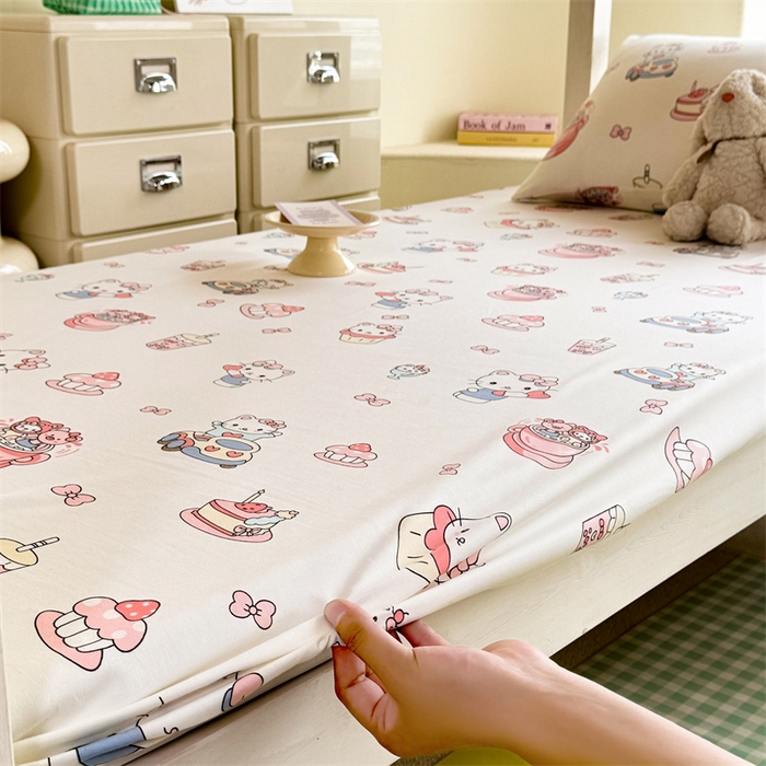 91家纺网 家纺一手货源 找家纺 多品家纺 2025春夏新款超柔云感水洗棉单床笠 床笠单件-学生宿舍床 甜心蛋糕