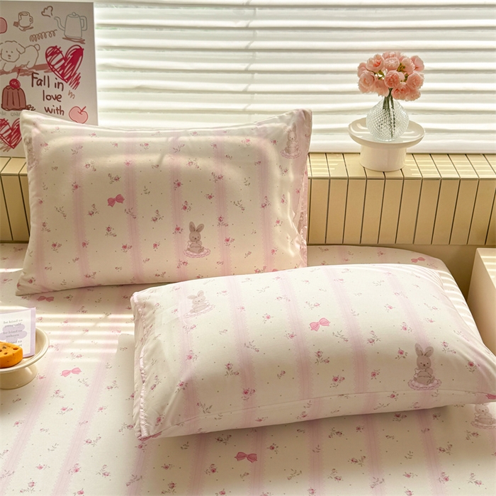 91家纺网 家纺一手货源 找家纺 多品家纺 2025春夏新款超柔云感水洗棉单床笠 床笠单件-大床图 小兔斑比