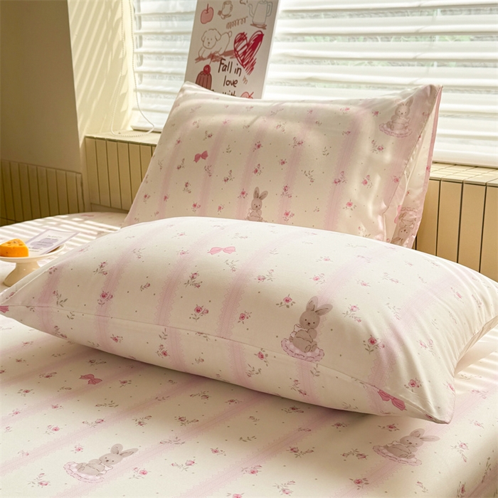 91家纺网 家纺一手货源 找家纺 多品家纺 2025春夏新款超柔云感水洗棉单床笠 床笠单件-大床图 小兔斑比