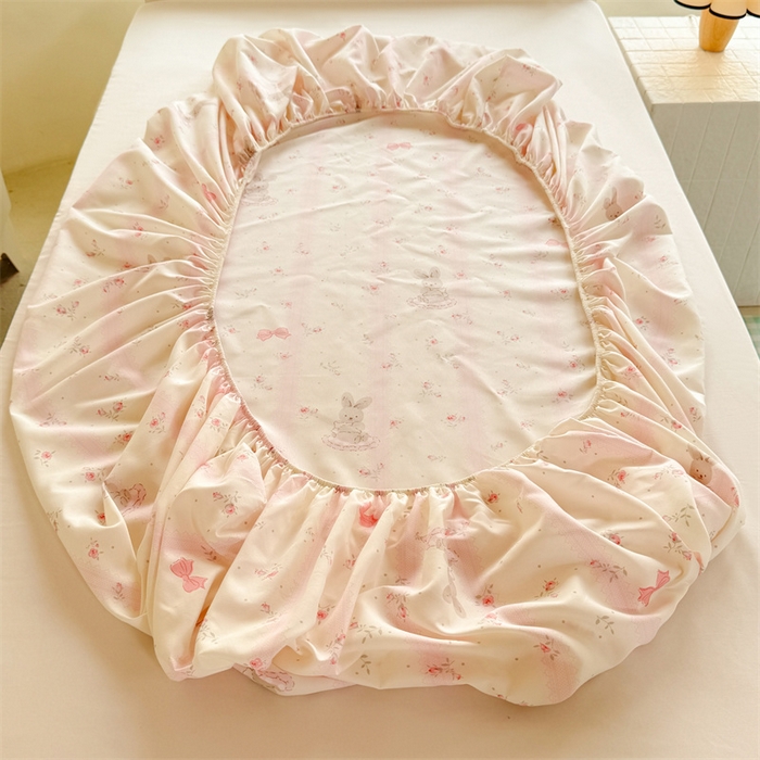 91家纺网 家纺一手货源 找家纺 多品家纺 2025春夏新款超柔云感水洗棉单床笠 床笠单件-学生宿舍床 小兔斑比