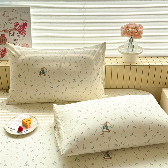 91家纺网 家纺一手货源 找家纺 多品家纺 2025春夏新款超柔云感水洗棉单床笠 床笠单件-大床图 叶雨兔