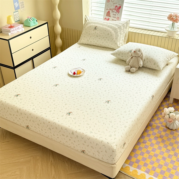 91家纺网 家纺一手货源 找家纺 多品家纺 2025春夏新款超柔云感水洗棉单床笠 床笠单件-大床图 叶雨兔