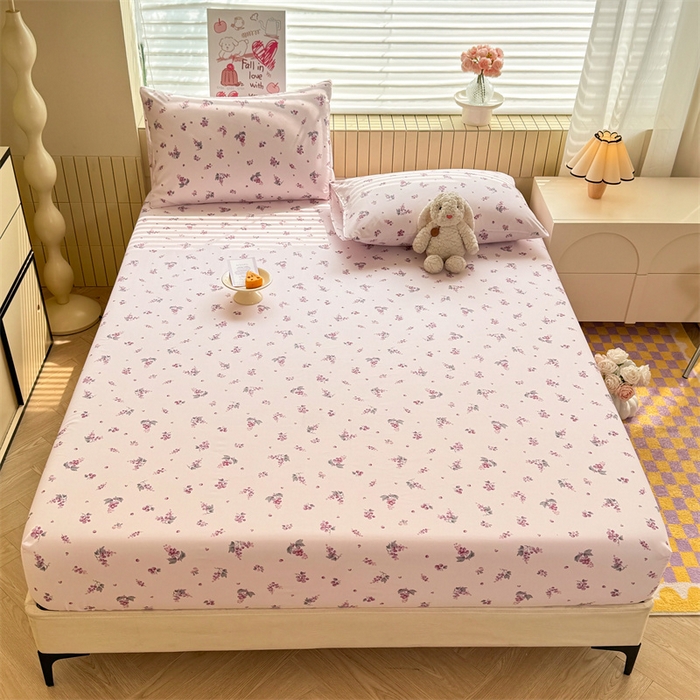 91家纺网 家纺一手货源 找家纺 多品家纺 2025春夏新款超柔云感水洗棉单床笠 床笠单件-大床图 紫葡萄