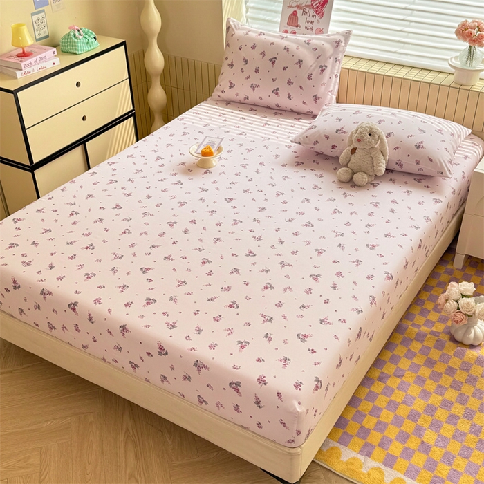 91家纺网 家纺一手货源 找家纺 多品家纺 2025春夏新款超柔云感水洗棉单床笠 床笠单件-大床图 紫葡萄