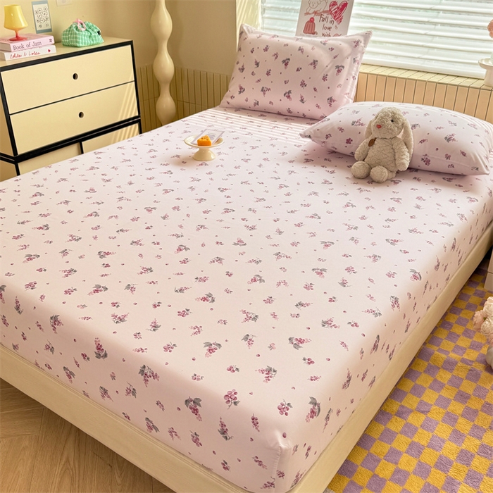 91家纺网 家纺一手货源 找家纺 多品家纺 2025春夏新款超柔云感水洗棉单床笠 床笠单件-大床图 紫葡萄