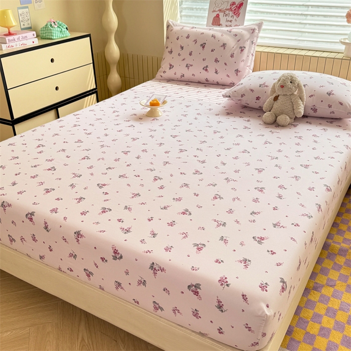 91家纺网 家纺一手货源 找家纺 多品家纺 2025春夏新款超柔云感水洗棉单床笠 床笠单件-大床图 紫葡萄