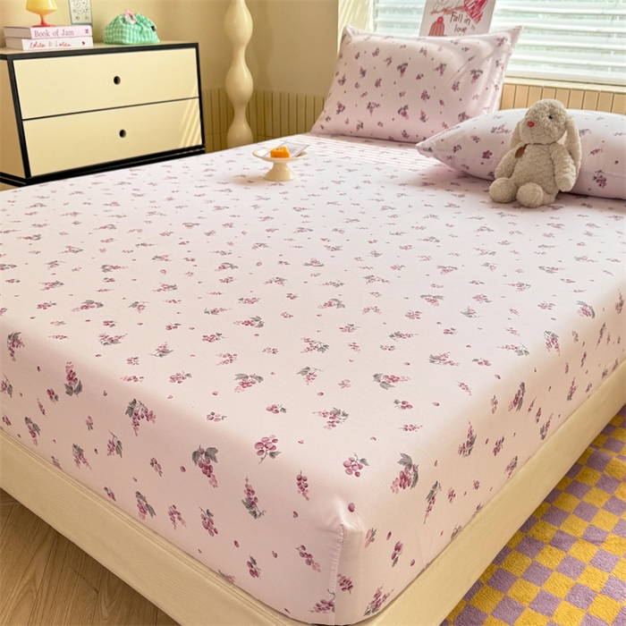 91家纺网 家纺一手货源 找家纺 多品家纺 2025春夏新款超柔云感水洗棉单床笠 床笠单件-大床图 紫葡萄