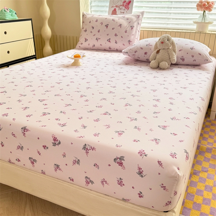 91家纺网 家纺一手货源 找家纺 多品家纺 2025春夏新款超柔云感水洗棉单床笠 床笠单件-大床图 紫葡萄