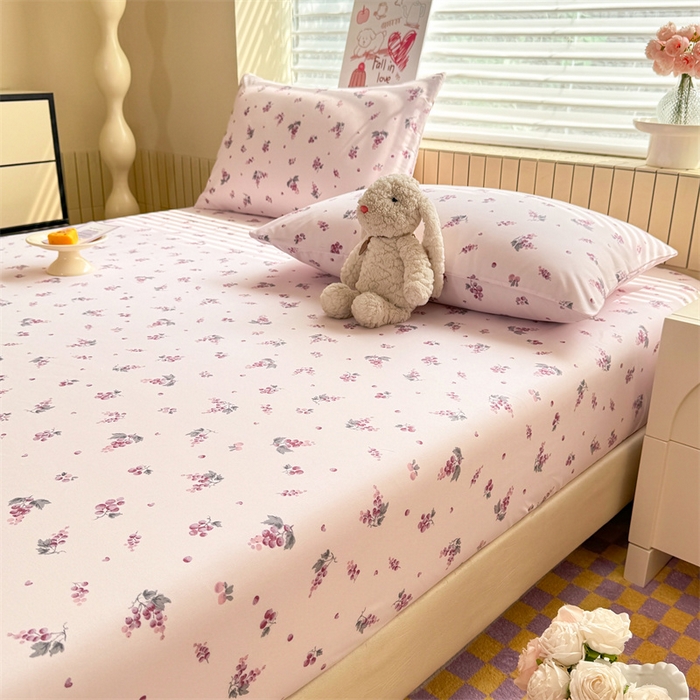 91家纺网 家纺一手货源 找家纺 多品家纺 2025春夏新款超柔云感水洗棉单床笠 床笠单件-大床图 紫葡萄