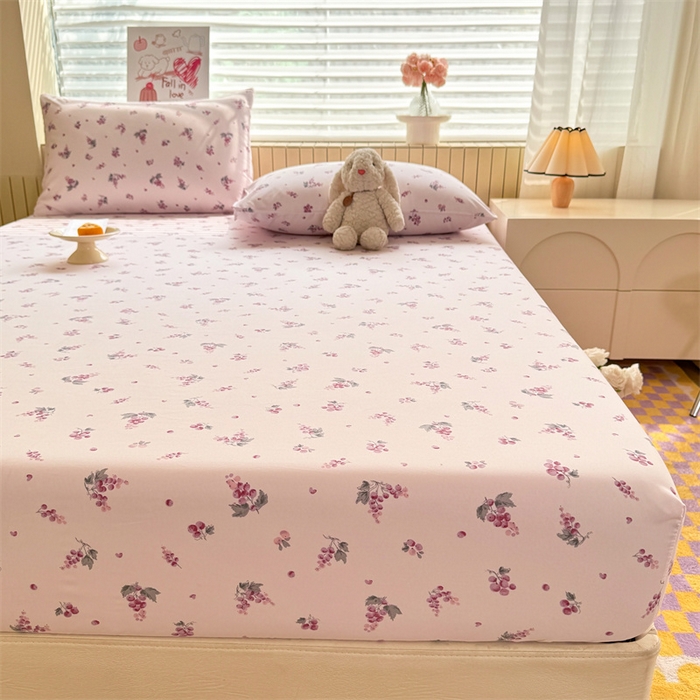 91家纺网 家纺一手货源 找家纺 多品家纺 2025春夏新款超柔云感水洗棉单床笠 床笠单件-大床图 紫葡萄