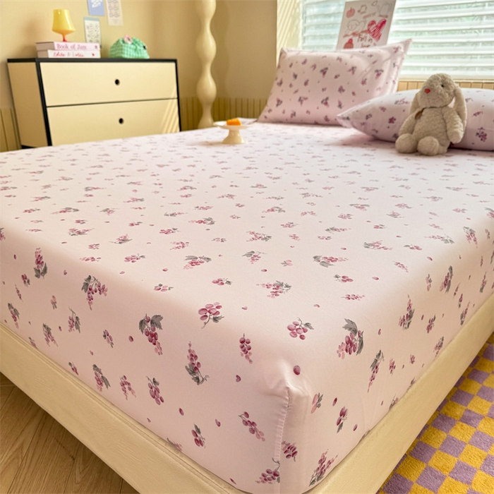 91家纺网 家纺一手货源 找家纺 多品家纺 2025春夏新款超柔云感水洗棉单床笠 床笠单件-大床图 紫葡萄