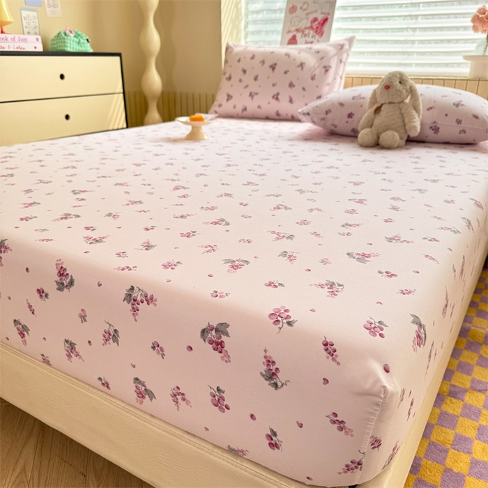 91家纺网 家纺一手货源 找家纺 多品家纺 2025春夏新款超柔云感水洗棉单床笠 床笠单件-大床图 紫葡萄